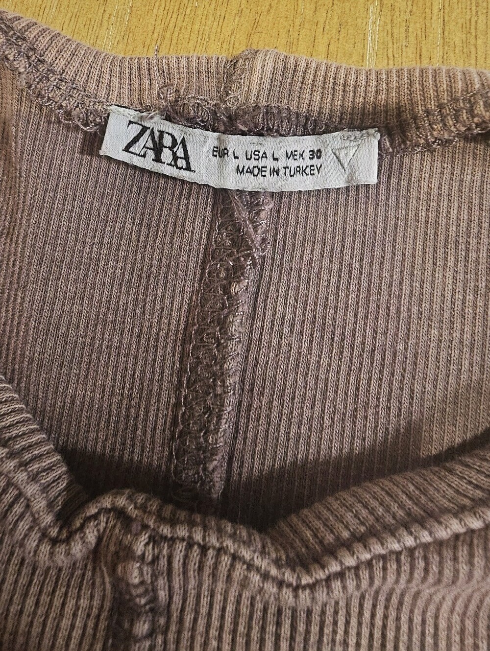 Zara Ribbed Knit Maxi Dress – Taupe/Brown – Size Large – Bodycon Minimalist - Picture 7 of 11